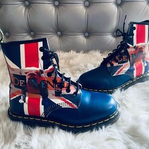 Dr. Martens Union Jack Lace Up Boots - Blue and Red